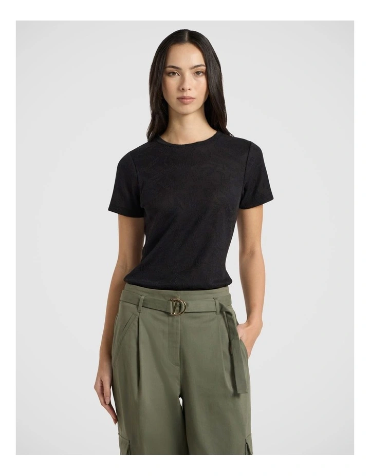 Beth Textured Tee in Black image 2