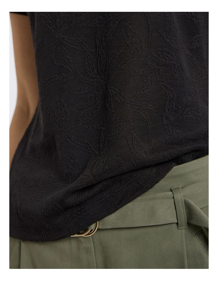 Beth Textured Tee in Black image 3