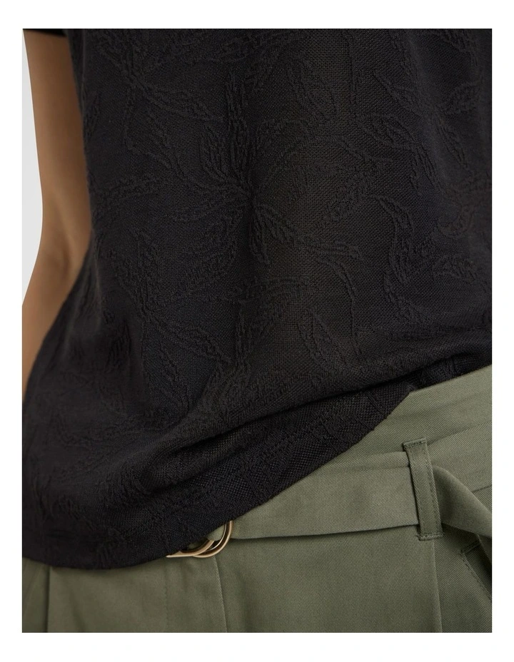 Beth Textured Tee in Black image 3