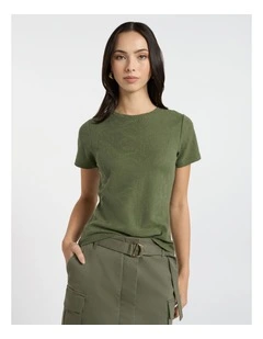 Beth Textured Tee in Olive Green