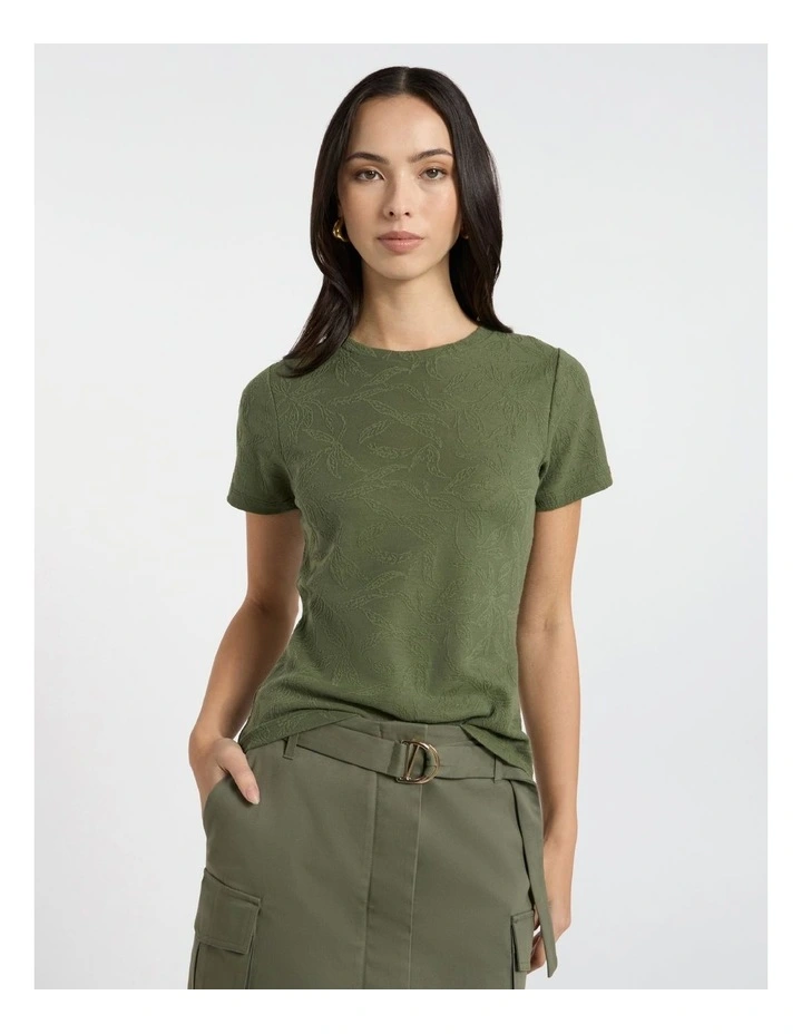 Beth Textured Tee in Olive Green image 2