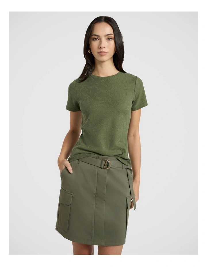 Beth Textured Tee in Olive Green image 2
