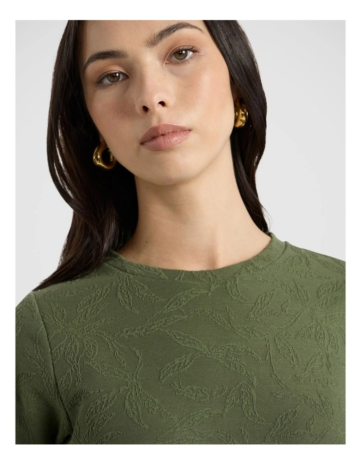 Beth Textured Tee in Olive Green image 3