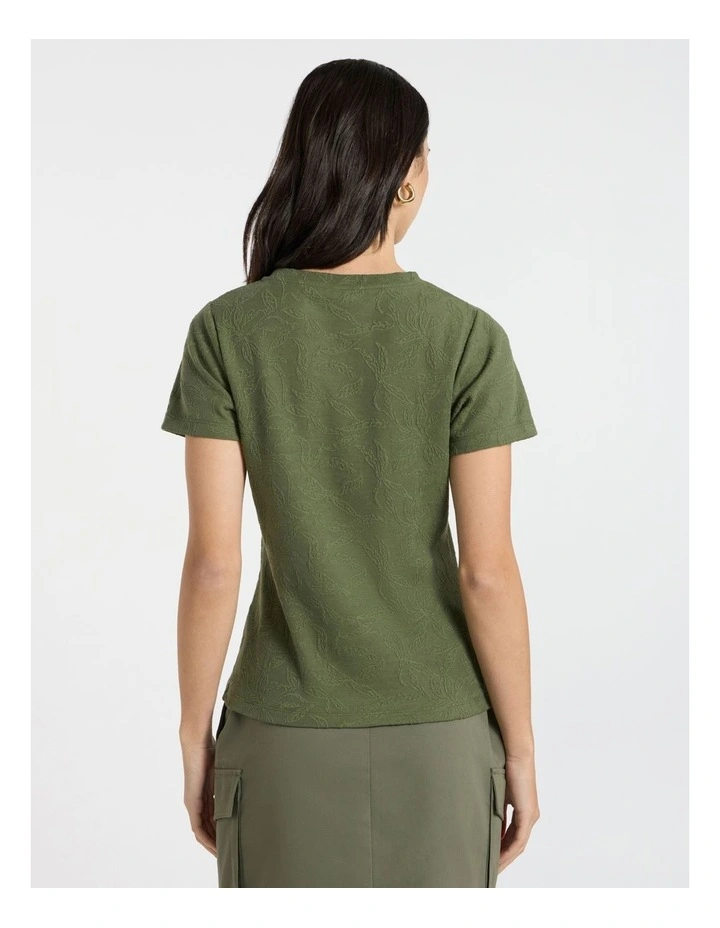 Beth Textured Tee in Olive Green image 4