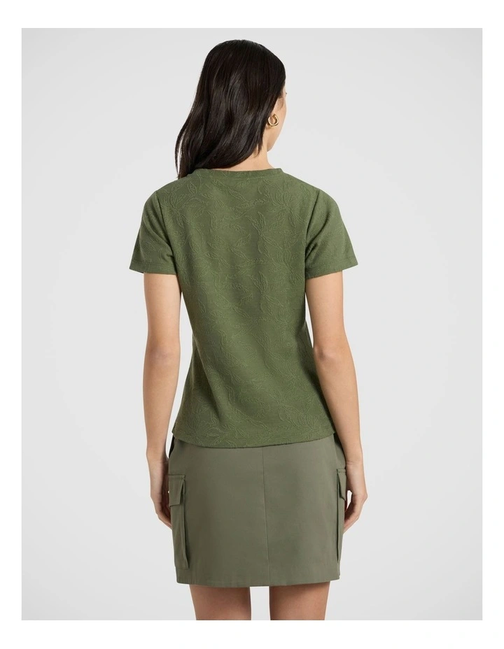 Beth Textured Tee in Olive Green image 4