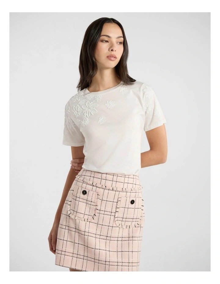 Diana Embroidered Tee in White image 2