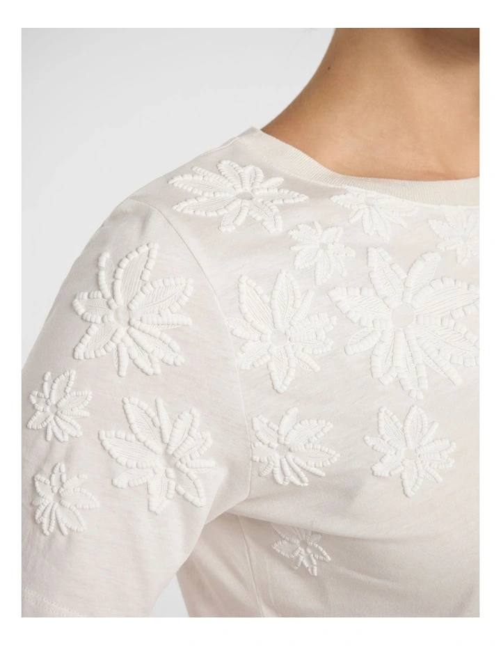 Diana Embroidered Tee in White image 4