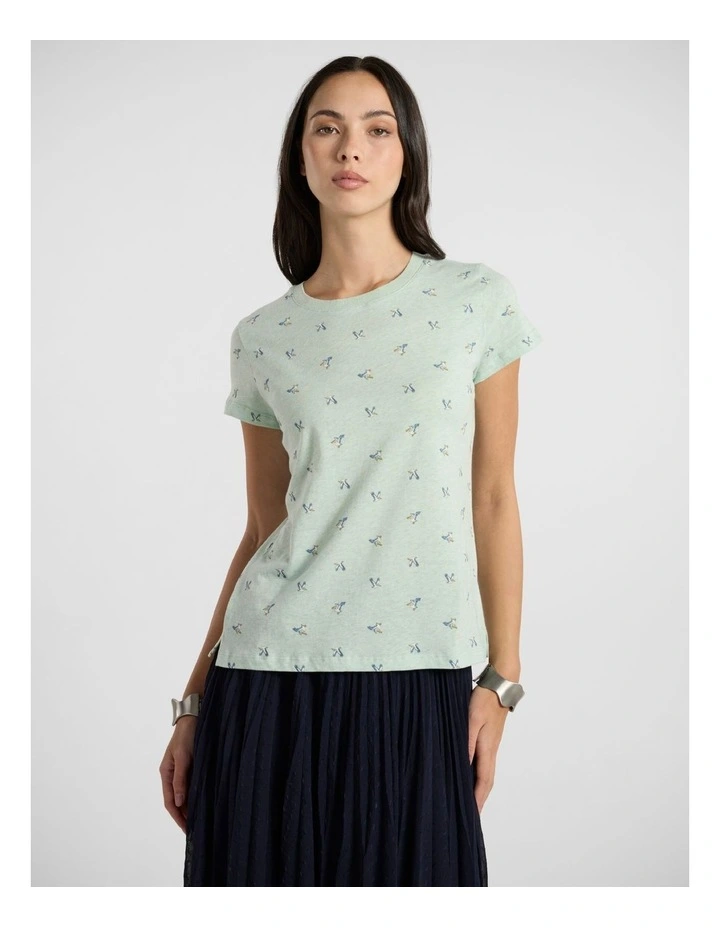 Beak-Ause I Care Tee in Mint Multi image 1