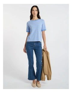 Leighton Stripe Tee in Blue Stripe