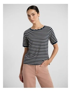 Leighton Stripe Tee in Navy Stripe