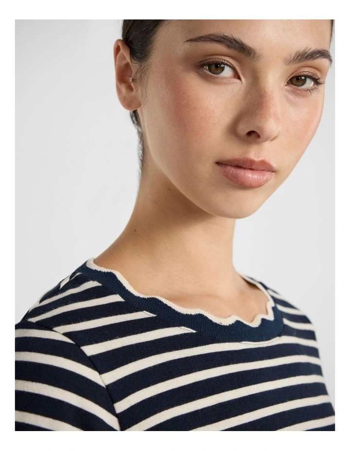 Leighton Stripe Tee in Navy Stripe image 4