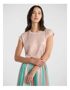 As Love Glows Foil Linen Tee in Marshmallow