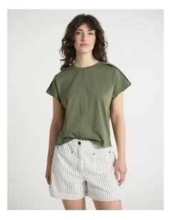Ferguson Mercerised Cotton Tee in Olive Green