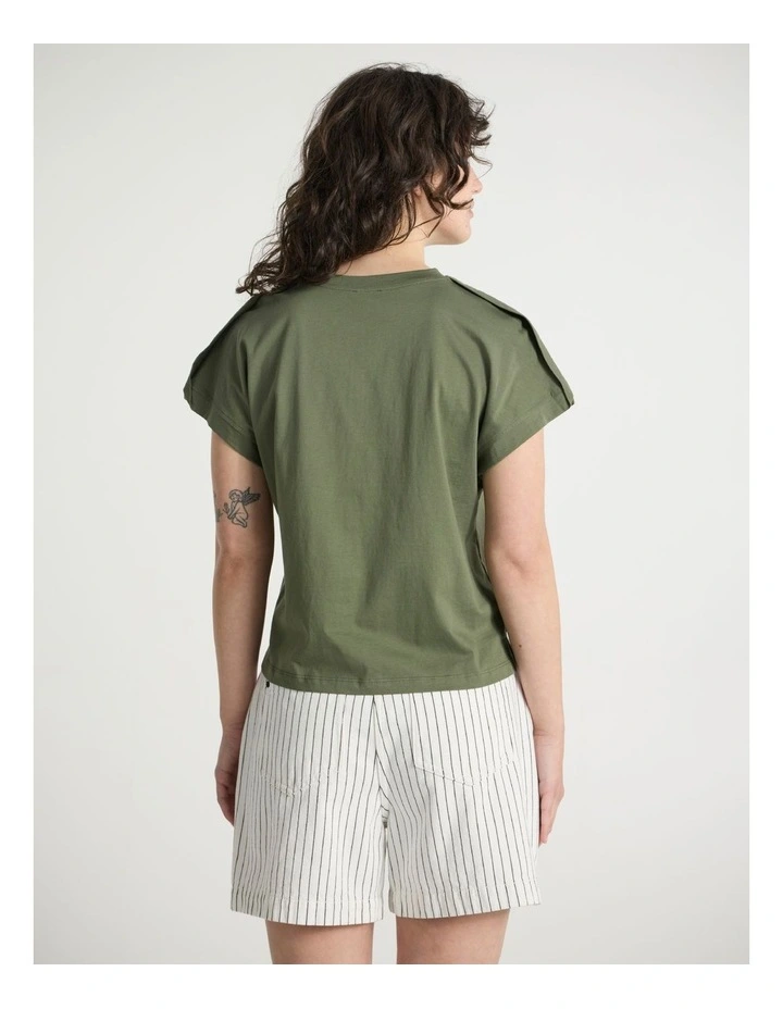 Ferguson Mercerised Cotton Tee in Olive Green image 3