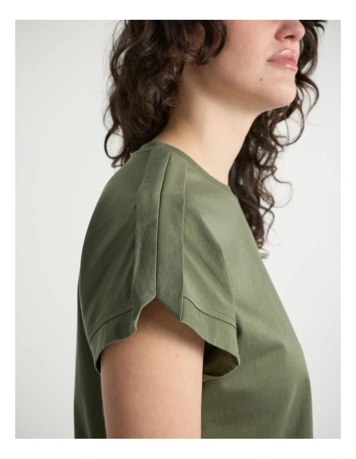 Ferguson Mercerised Cotton Tee in Olive Green image 4