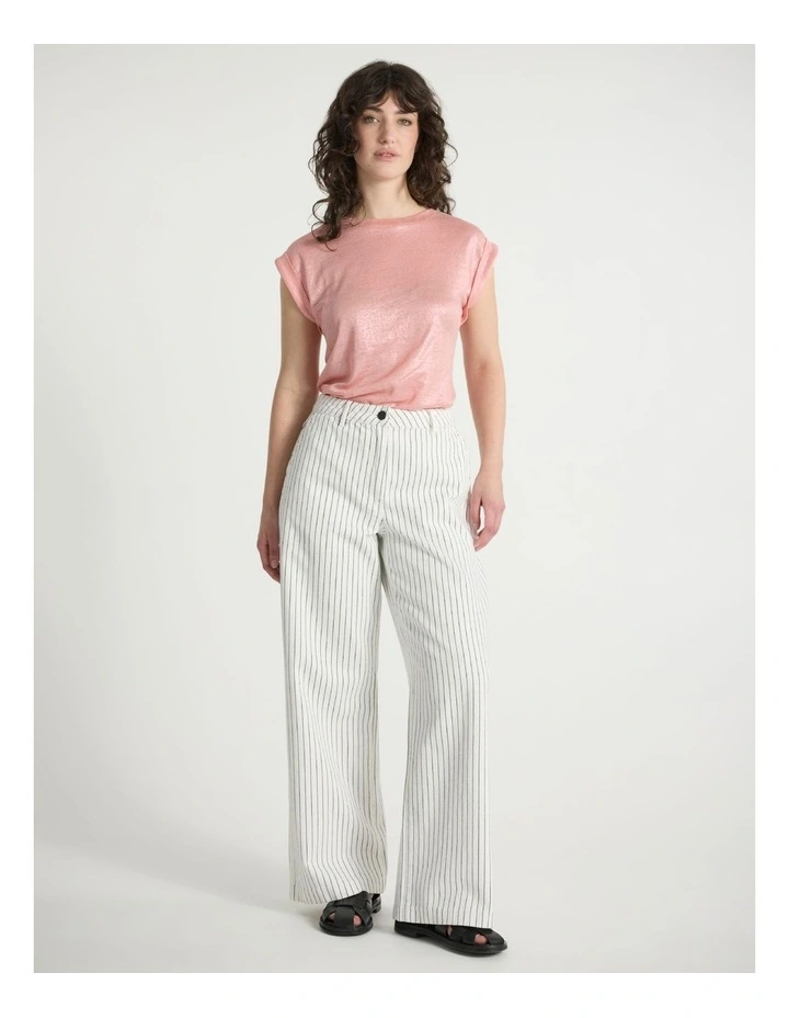Daylight Foil Linen Tee in Coral image 2