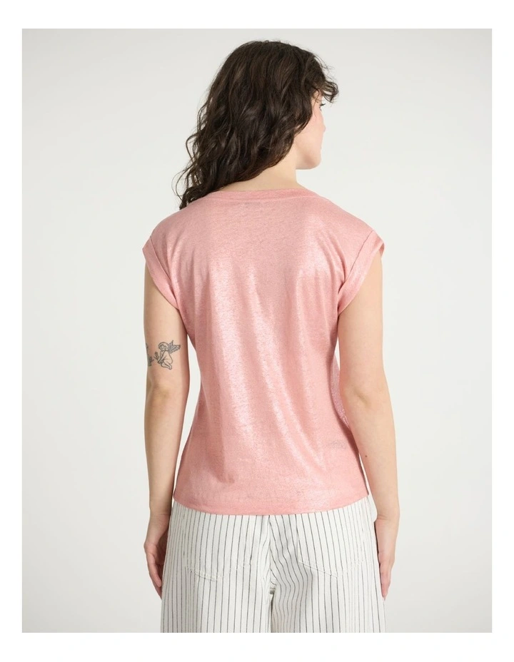 Daylight Foil Linen Tee in Coral image 3