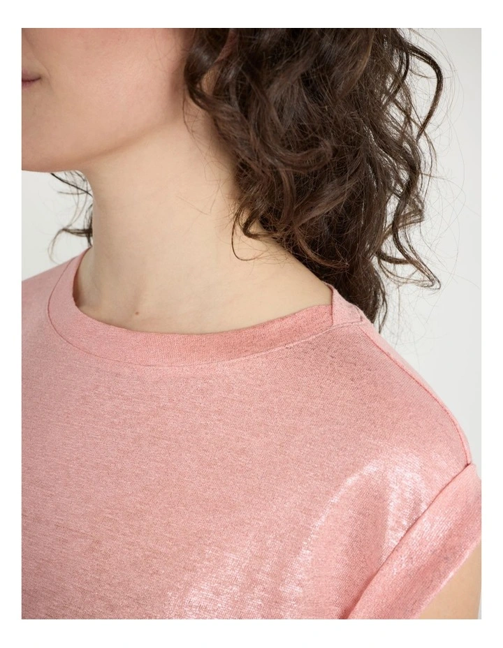 Daylight Foil Linen Tee in Coral image 4