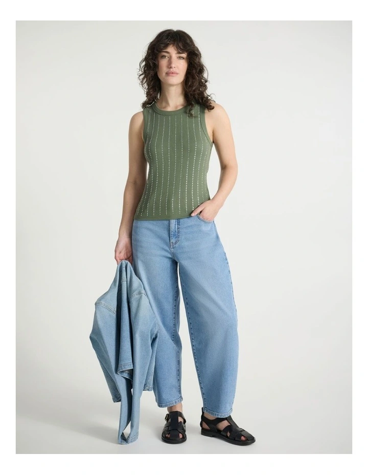 Brooke Hot Fix Tank in Olive Green image 2