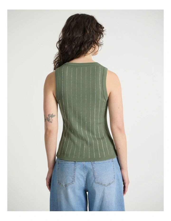 Brooke Hot Fix Tank in Olive Green image 3