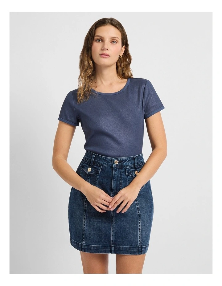 Cassandra Rib Foil Tee in Deep Sea image 1