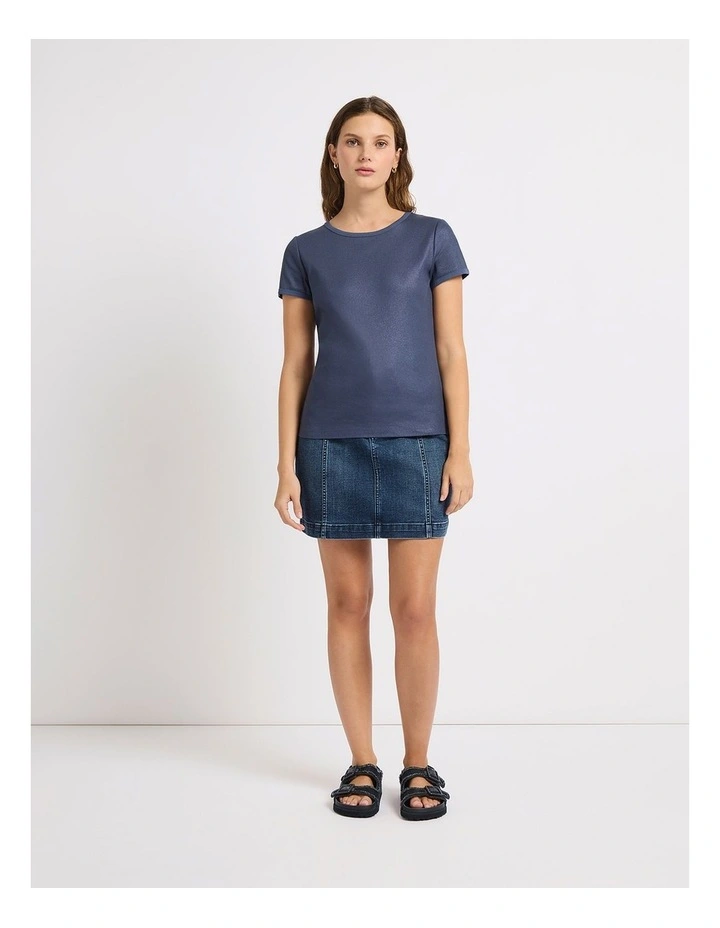Cassandra Rib Foil Tee in Deep Sea image 1