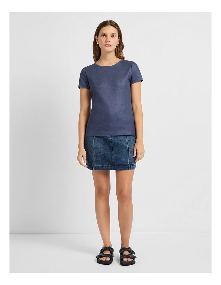 Cassandra Rib Foil Tee in Deep Sea image 2