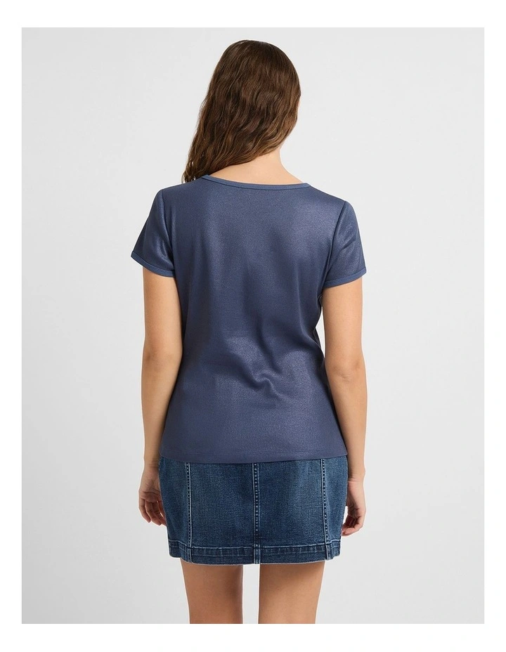 Cassandra Rib Foil Tee in Deep Sea image 3