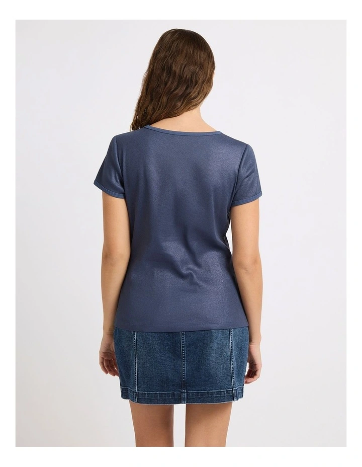 Cassandra Rib Foil Tee in Deep Sea image 3