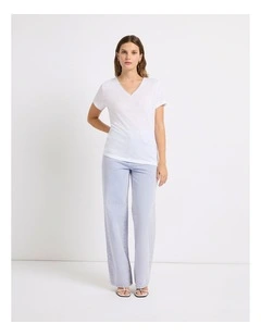Sam V Neck Linen Tee in Alloy Grey
