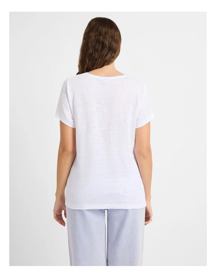 Sam V Neck Linen Tee in Alloy Grey image 3