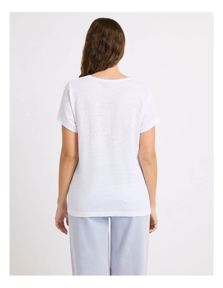 Sam V Neck Linen Tee in Alloy Grey image 3