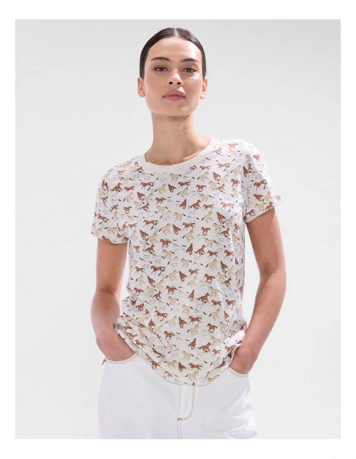 Foal-Mates Cotton Tee in Ivory Multi image 1