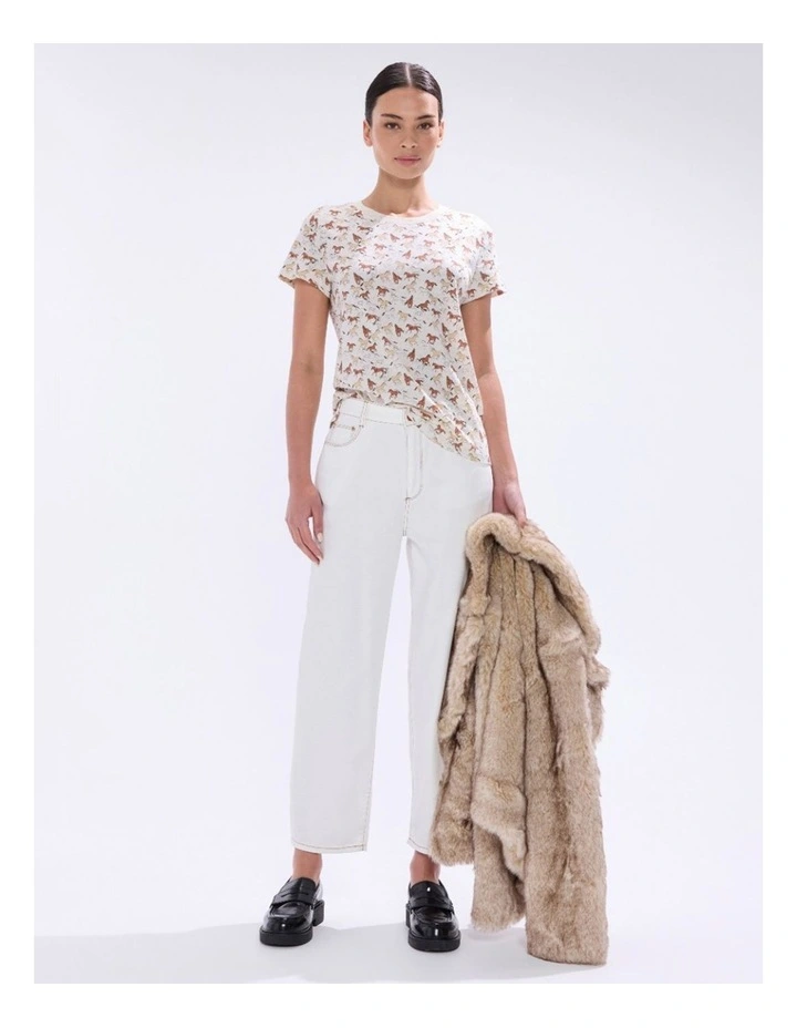 Foal-Mates Cotton Tee in Ivory Multi image 1