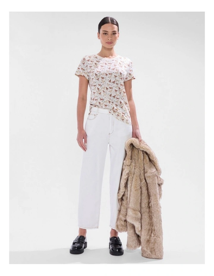 Foal-Mates Cotton Tee in Ivory Multi image 2