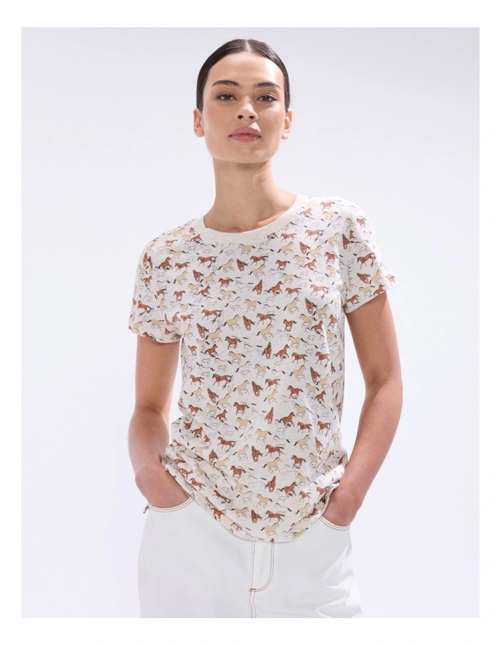 Foal-Mates Cotton Tee in Ivory Multi image 2