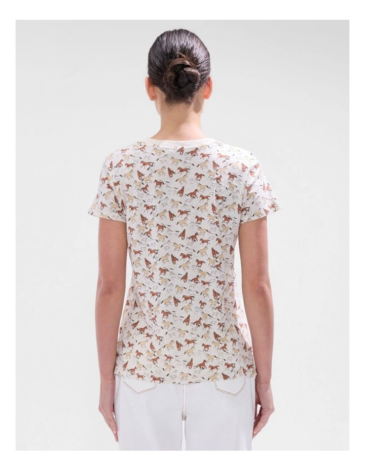 Foal-Mates Cotton Tee in Ivory Multi image 3