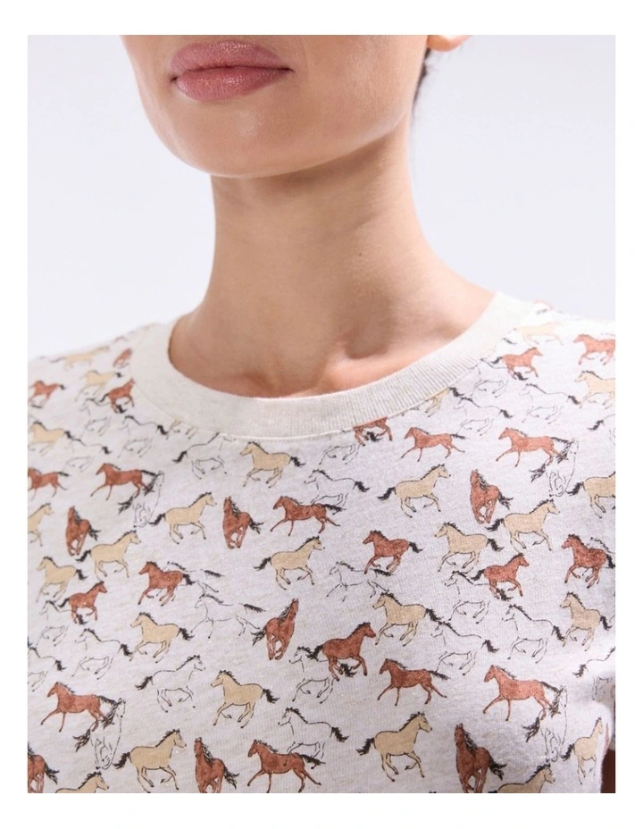 Foal-Mates Cotton Tee in Ivory Multi image 3