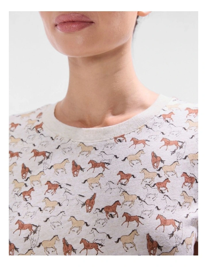 Foal-Mates Cotton Tee in Ivory Multi image 4