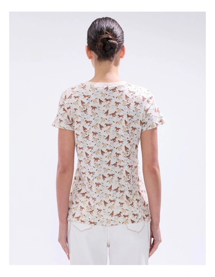 Foal-Mates Cotton Tee in Ivory Multi image 4