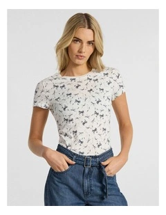Take A Bow Tee in White Multi