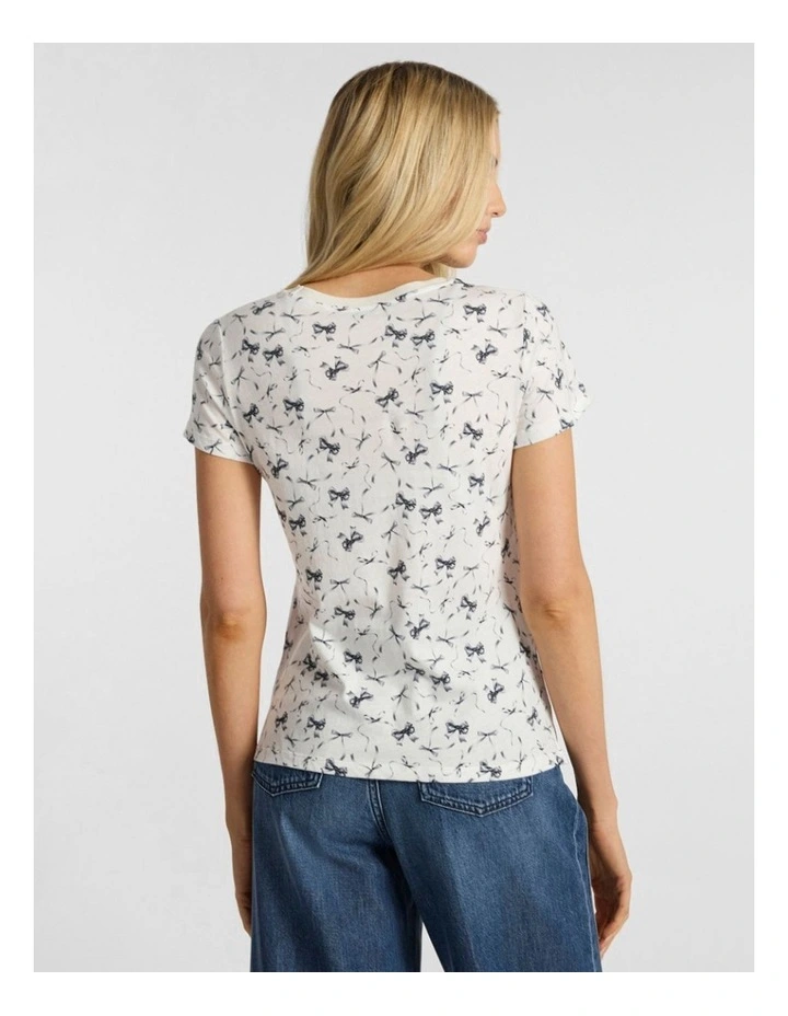Take A Bow Tee in White Multi image 3