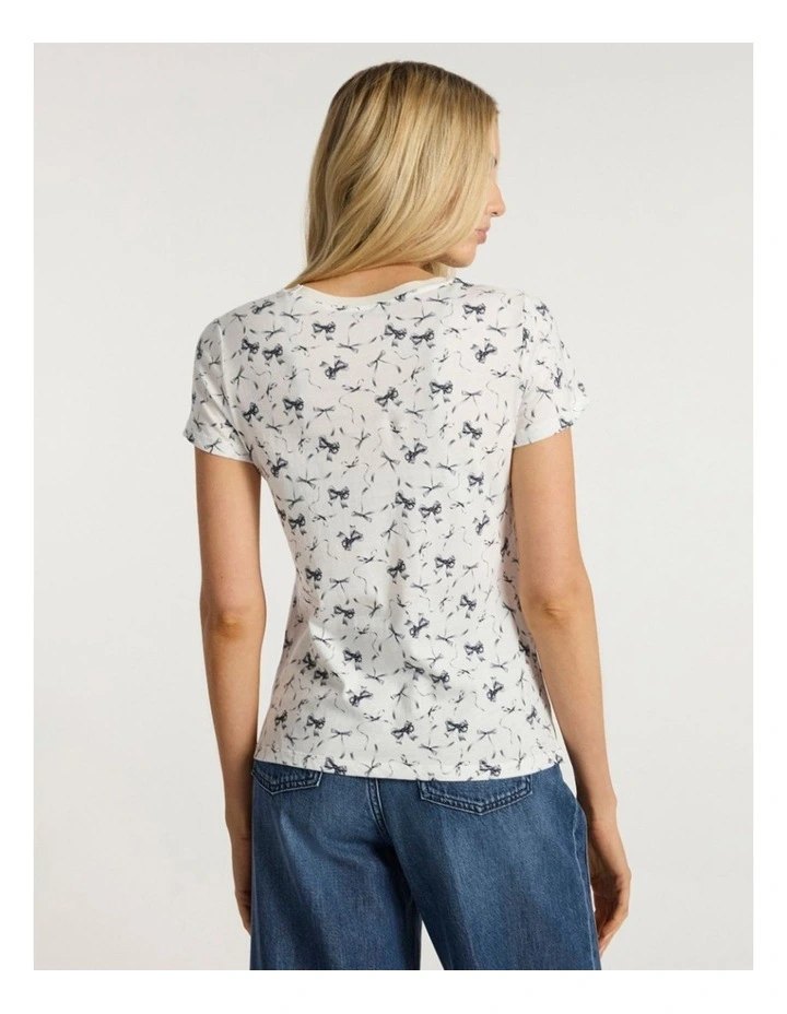 Take A Bow Tee in White Multi image 4