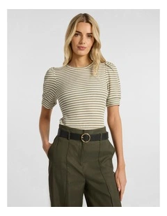 Maybe Tomorrow Stripe Tee in Khaki Stripe