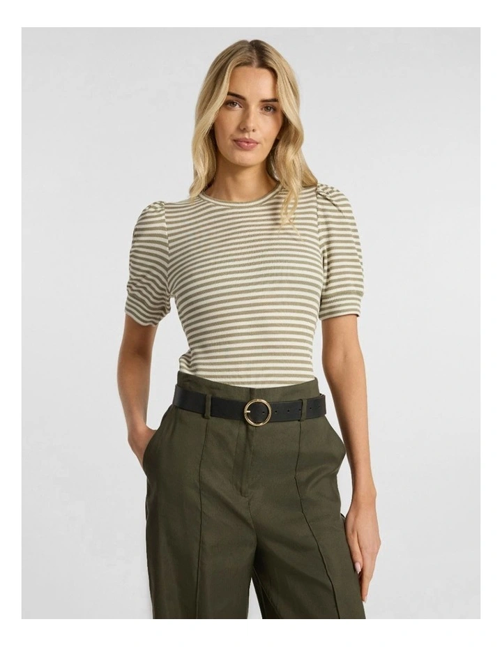 Maybe Tomorrow Stripe Tee in Khaki Stripe image 1