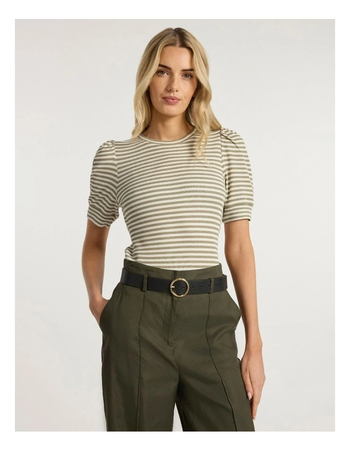 Maybe Tomorrow Stripe Tee in Khaki Stripe image 2