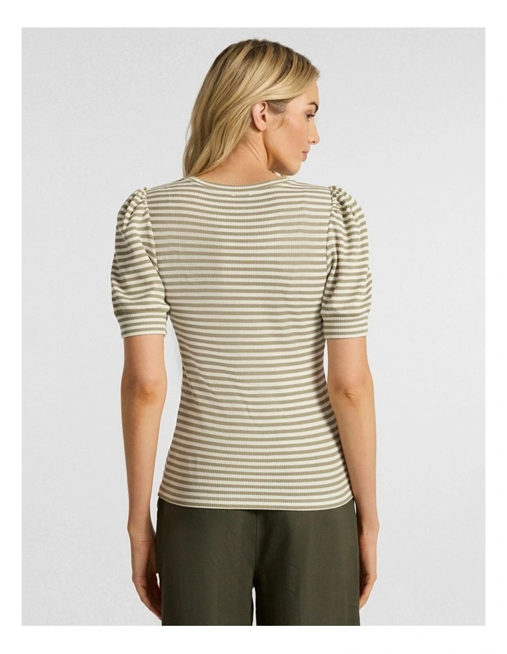 Maybe Tomorrow Stripe Tee in Khaki Stripe image 3