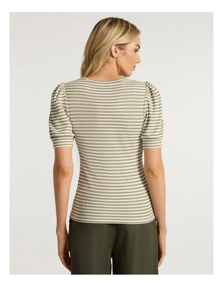 Maybe Tomorrow Stripe Tee in Khaki Stripe image 3
