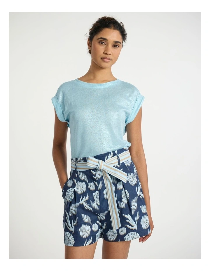 Daylight Foil Linen Tee in Aqua image 1