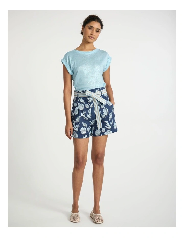 Daylight Foil Linen Tee in Aqua image 2